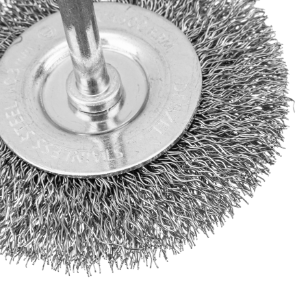 Набор щеток для дрели DENZEL, 2 Плоские 50-75мм, 3 Чашки 25-50-75мм, шпилька,  нерж.вит. проволока