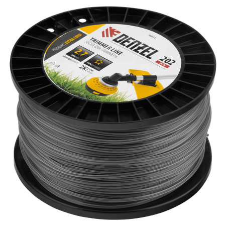 Леска для триммера DENZEL двухкомпонентная звезда, 2,7мм х 202м, на DIN катушке EXTRA CORD
