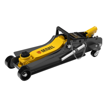 Домкрат гидравлический подкатной с фиксатором DENZEL 2,5 т, 85-385 мм