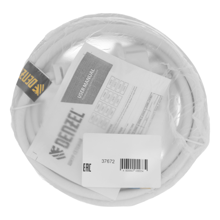 Шнур сетевой Energy Series DENZEL, ПВС, 3 м, 2 x 1,5 мм, с неразборной вилкой, белый