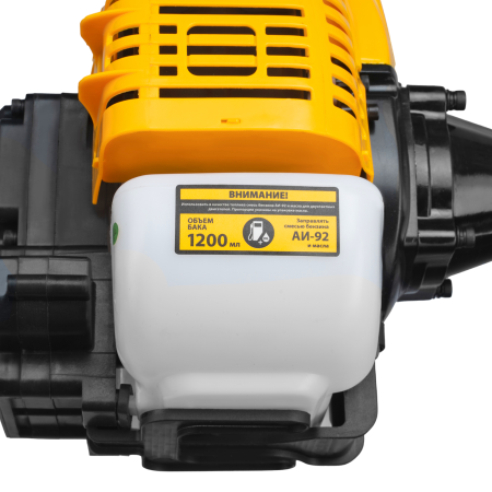 Триммер бензиновый DENZEL DT-43E, 43 см3, неразъемная штанга, электростартер, состоит из 2 частей