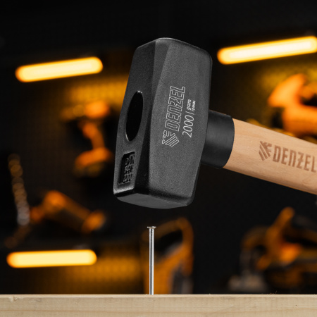 Кувалда DENZEL 2000 г, кованая головка, буковая рукоятка