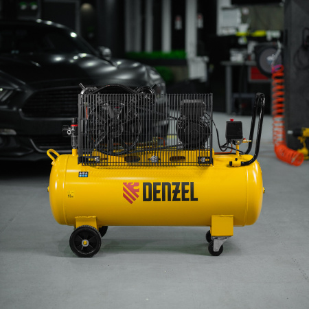 Компрессор воздушный DENZEL BCV2300/100, 2.3 кВт, ременный привод, 100 литров, 440 л/мин