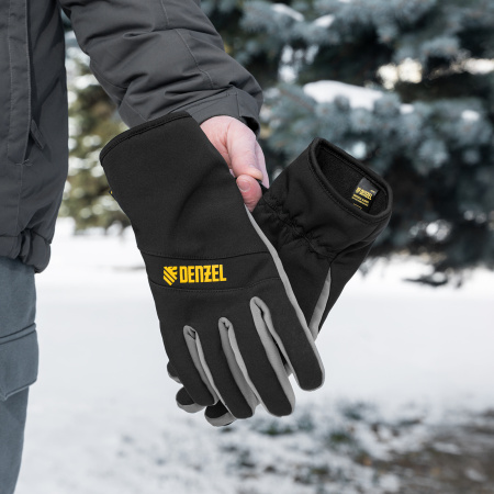 Перчатки универсальные DENZEL, двойные, работа с сенсорным экраном, размер 8