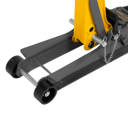 Домкрат гидравлический подкатной с фиксатором DENZEL 2,5 т,  85-385 мм, в пласт. кейсе