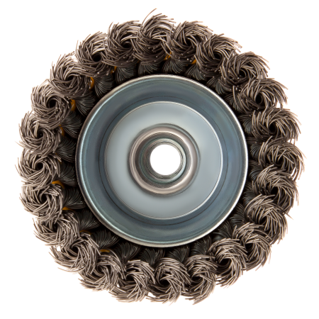 Щетка для УШМ DENZEL 746283, 100 мм, «чашка», крученая нержавеющая проволока 0.5 мм, М14