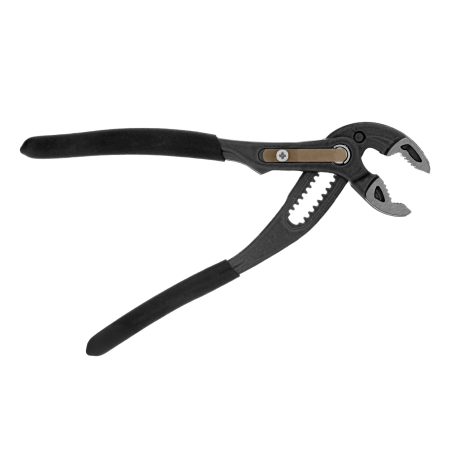 Клещи переставные DENZEL кнопочный механизм, обливные рукоятки, 180 мм