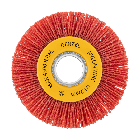 Щетка для УШМ DENZEL, 100 мм, Плоская, нейлоновая щетина, посадка 22,2 мм