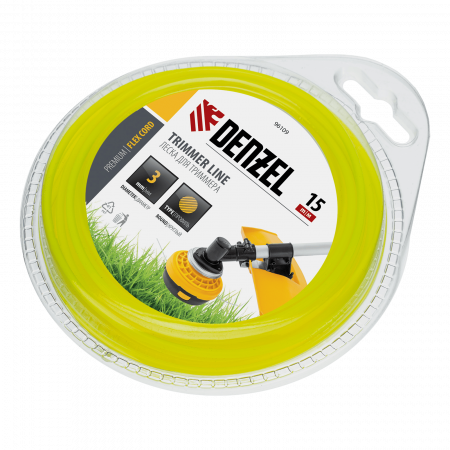 Леска для триммера DENZEL Flex Сord 96109, 3 мм x 15 м, круглая, блистер