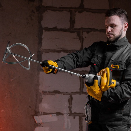 Миксер строительный DENZEL EM-1-1600, 1600 Вт, 180-460/300-750 об/мин