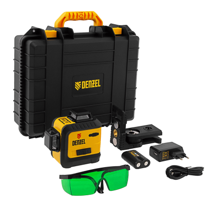 Лазерный уровень мультипризм. DENZEL LXI 360-2 Green, 30 м, 520 нм, акк. Li 2800 mAh, резьба 1/4"