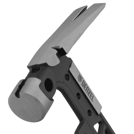 Молоток строительный DENZEL 450 г, цельнокованый,боек с магнитом, двухкомп. обрезин. рук-ка