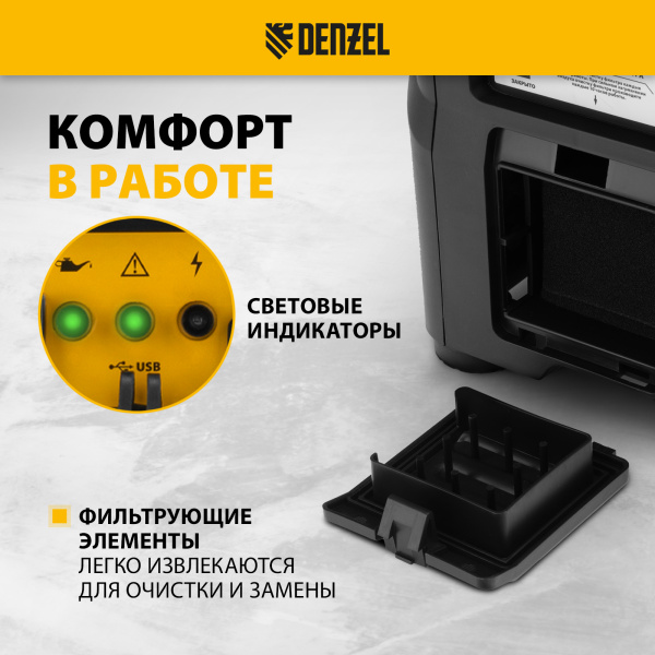 Генератор инверторный DENZEL GS-1100iF, 1,1 кВт, 230 В, ручной старт