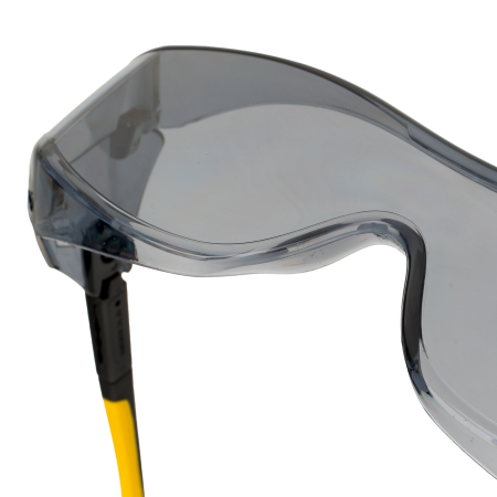 Очки защитные DENZEL открытые, поликарбонатные, увеличенная дымчатая линза, регулируемые дужки