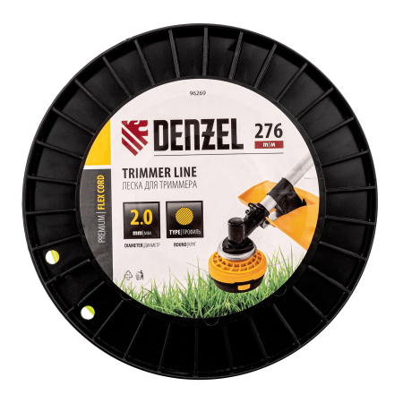 Леска для триммера DENZEL 96269 круглая, 2,0мм х 276м, на DIN катушке FLEX CORD