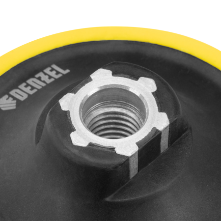 Тарелка опорная для дрели и УШМ DENZEL с липучкой, 150 мм, мягкая, с адаптером c М14 на d8