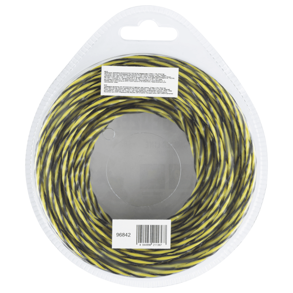 Леска для триммера DENZEL двухкомпонентная витая квадратная, 3,0мм х 12м, блистер SkyCutter