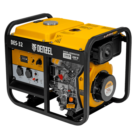 Генератор дизельный DENZEL DES-32, 3,2 кВт, 230 В, 11 л, ручной стартер