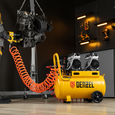 Компрессор безмасляный, малошумный DENZEL DLS 1500/50, 1500 ВТ, 2x750, 50 л, 260 л/мин
