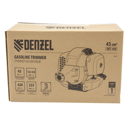 Триммер бензиновый DENZEL DGT 430, 43 см3, 2.5 л.с, неразъемная штанга