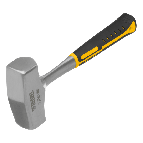 Кувалда DENZEL 1,5 кг, цельнометаллическая, двухкомпонентная рукоятка