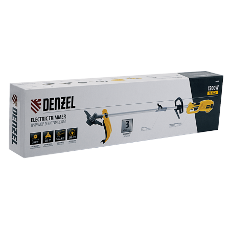 Триммер электрический DENZEL TE-1220, 1200 Вт, 380 мм, катушка, диск, разборная штанга