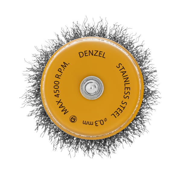 Щетка для УШМ DENZEL, 125 мм, Плоская, нейлоновая щетина, посадка 22,2 мм