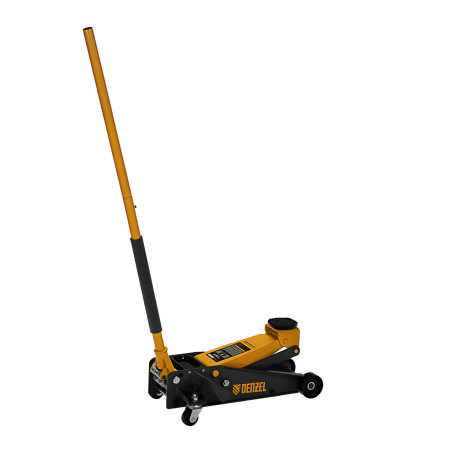 Домкрат гидравлический DENZEL подкатной 3 т, с фиксатором, быстрый подъем, 135-480 мм, профессиональный