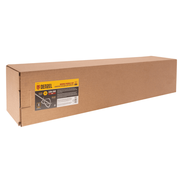 Комплект насадок для строительного миксера DENZEL 2шт., 220х560 мм, оцинкованные, хвостовик HEX13