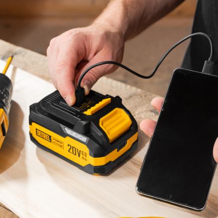 Батарея аккумуляторная DENZEL BH-20-6.0, Li-Ion, USB, 20 В, 6,0 Ач