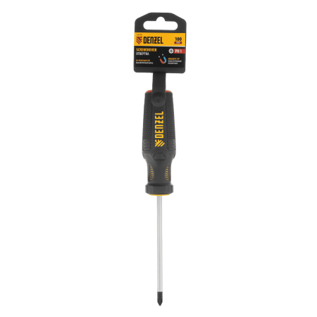 Отвертка DENZEL PH1х100 мм, CrV, трехкомпонентная рукоятка