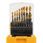 Набор сверл по металлу DENZEL 1-10 мм, HSS-Tin, Golden Tip, 19 шт