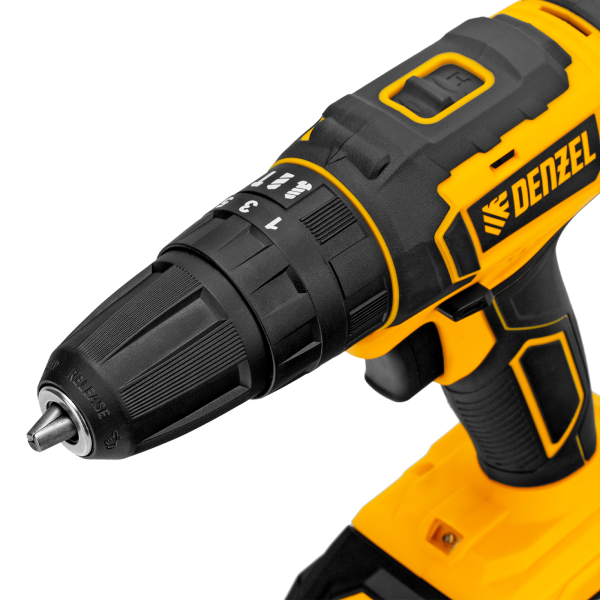 Дрель-шуруповерт аккумуляторная ударная DENZEL CID-18-02BM, Li-Ion, 18 В, 2 акк.