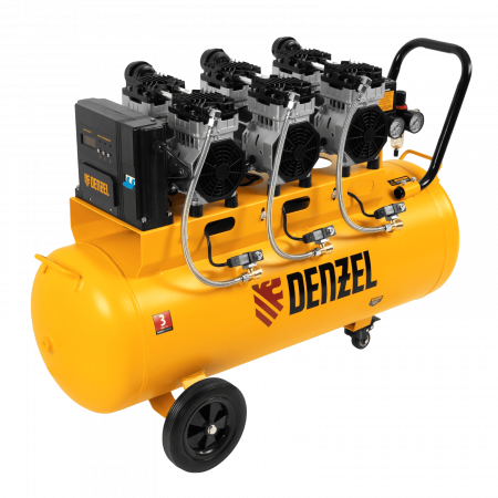 Компрессор безмасляный, малошумный DENZEL DLS 2250/100, 2250 Вт, 3x750, 100 л, 410 л/мин блок управления/ Denzel Компрессор безмасляный, малошумный DENZEL DLS 2250/100, 2250 Вт, 3x750, 100 л, 410 л/мин блок управления/ Denzel