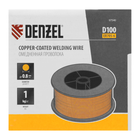 Омедненная проволока Denzel ER70S-6, диам. 0,8 мм, 1 кг, диам. катушки D100