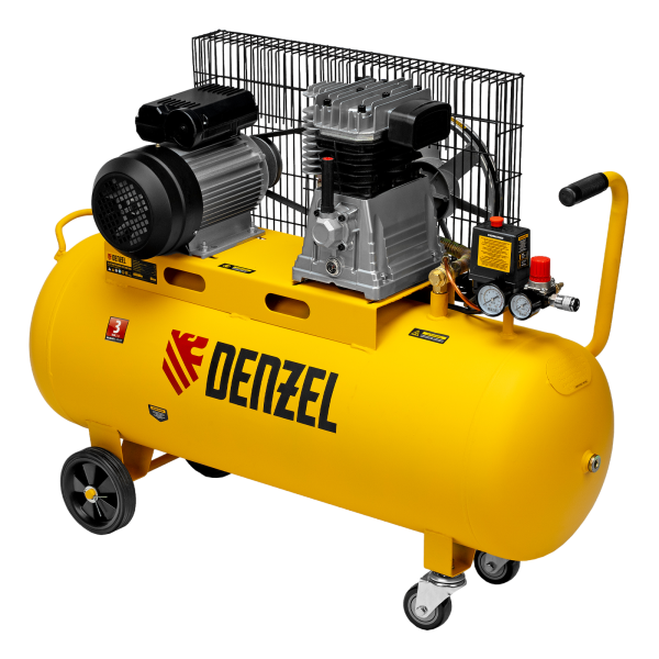 Компрессор воздушный DENZEL BCI2300/100, 2.3 кВт, ременный привод, 100 литров, 400 л/мин