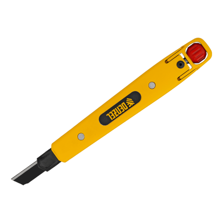 Нож DENZEL 9 мм, сменное лезвие, SK4, алюминиевый корпус, торцевой зажим