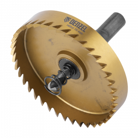 Коронка по металлу DENZEL 724123, 70 мм, HSS, нитридтитановое покрытие