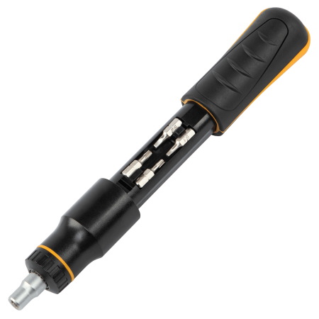 Отвертка реверсивная с револьверным механизмом DENZEL 11 шт, сталь S2