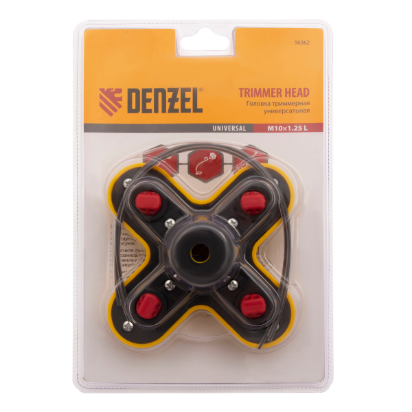 Триммерная головка DENZEL 96362, универсальная, гайка М10 x 1.25 левая