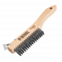Щетка зачистная 4-х рядная DENZEL, проволока из нержавеющей стали с деревянной ручкой скребок, EFP