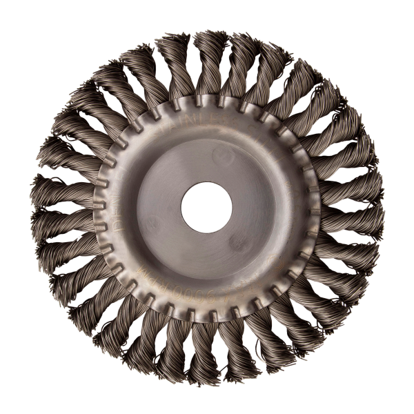 Щетка для УШМ DENZEL 746343, 150 мм, «плоская», крученая нержавеющая проволока 0.5мм, посадка 22.2 мм