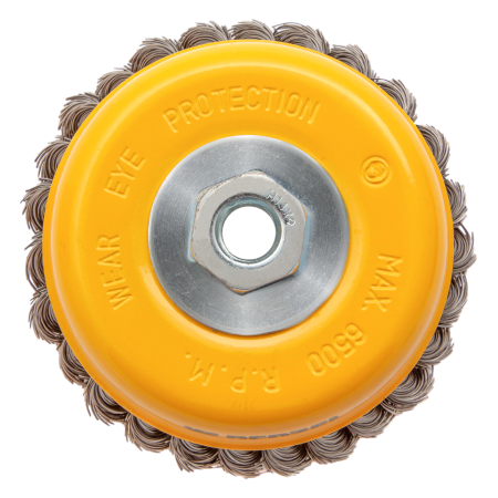 Щетка для УШМ DENZEL 746273, 125 мм, «чашка», крученая нержавеющая проволока 0.5 мм, М14