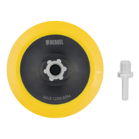 Тарелка опорная для дрели и УШМ DENZEL с липучкой, 115 мм, мягкая, с адаптером c М14 на d8