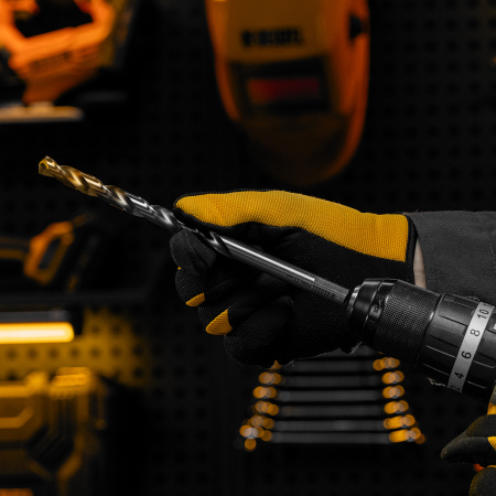 Сверло спиральное по металлу DENZEL 11 х 195 мм, Р6М5, Golden Tip, удлиненное