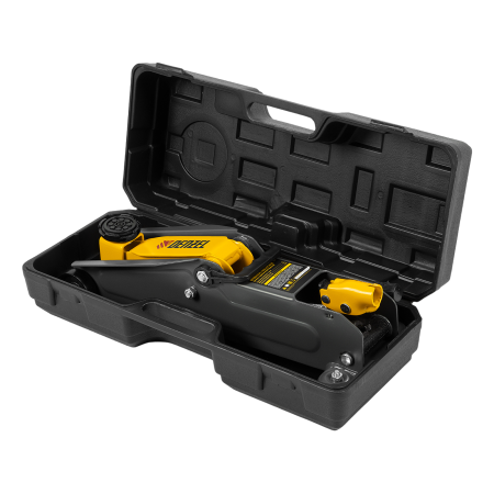 Домкрат гидравлический подкатной DENZEL 2 т, 135-385 мм, в пласт. кейсе