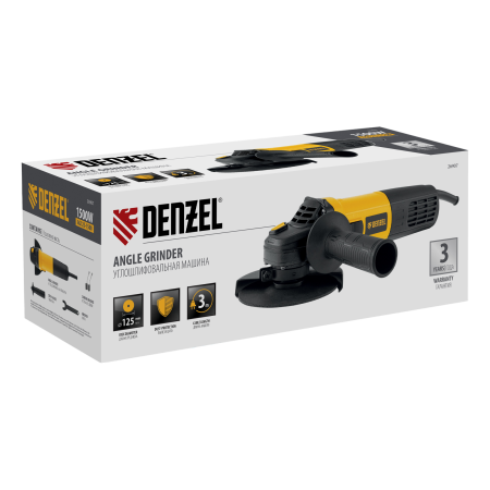 Машина шлифовальная угловая DENZEL AG125-1500, 1500 Вт, 125 мм, 3000-11000 об/мин