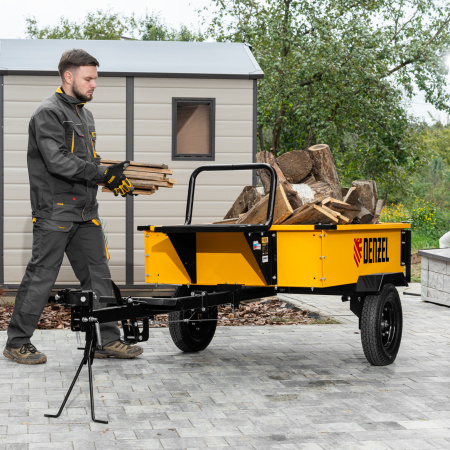 Прицеп для мотоблока DENZEL TT-500, оцинк., груз. 500 кг, рег. сцепка, колеса 4.00-10, в упаковке