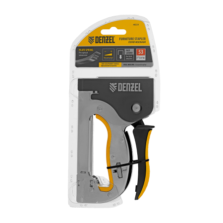 Степлер DENZEL скобы в комплекте, плавная регулировка удара, 2К рукоятка, тип 53, 4-14 мм