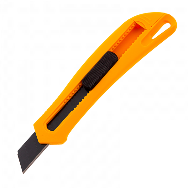 Нож DENZEL 18 мм, сменное лезвие, SK4, облегченный корпус, нажимной фиксатор